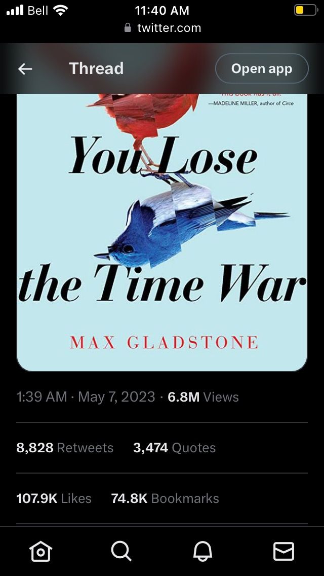 Bottom half of screenshot, showing the bottom half of the book and also the following stats: 6.8 million views, 8828 retweets, 3474 quote tweets, 107.9 thousand likes, 74.8 thousand bookmarks.